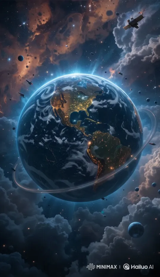 Cosmic Globe: Earth's Beauty Amidst Space Wonders – AI Generated Video | Hailuo AI