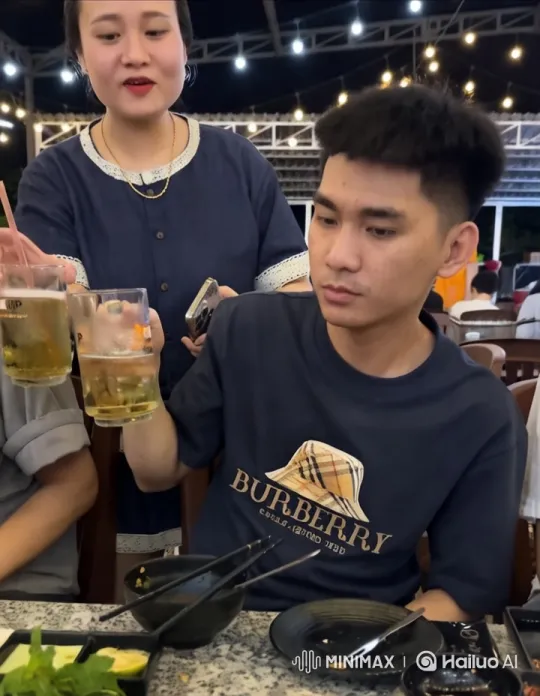 Joyful Celebration: Outdoor Toast and Romantic Embrace – AI Generated Video | Hailuo AI