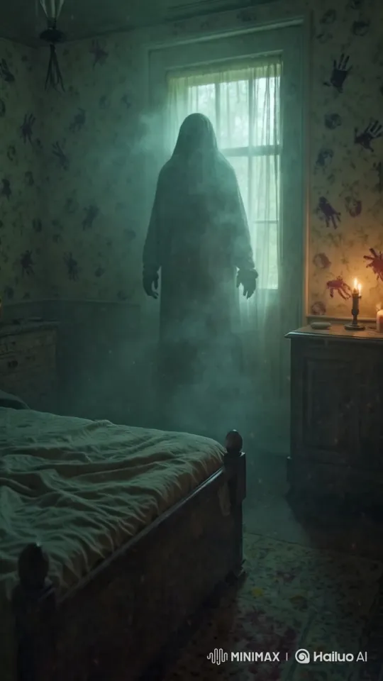 Eerie Room with Ghostly Figure and Creepy Atmosphere – AI Generated Video | Hailuo AI