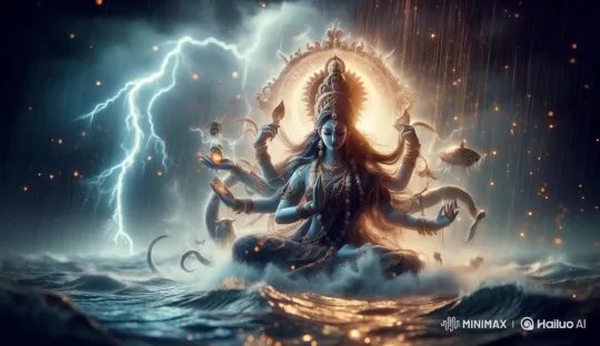 Mystical Divine Figure in Stormy Ocean Live2D Animation – AI Generated Video | Hailuo AI