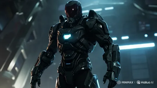 Futuristic Armored Figure Showcased in High-Tech Setting – AI Generated Video | Hailuo AI