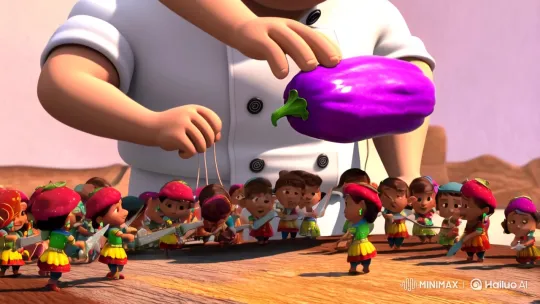 Miniature World: Giant Brinjal's Enchanted Preparation – AI Generated Video | Hailuo AI