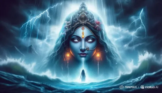 Mystical Figure Emerges from Stormy Ocean in Live2D Animation – AI Generated Video | Hailuo AI