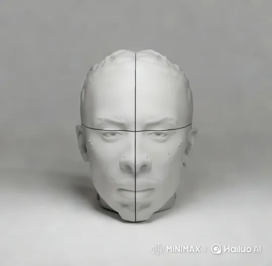 Monochrome Sculpture Transforms into Vibrant Colors Explosion – AI Generated Video | Hailuo AI