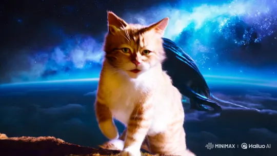 Cat Battles Cosmic Entity in Aesthetic Film Clip – AI Generated Video | Hailuo AI