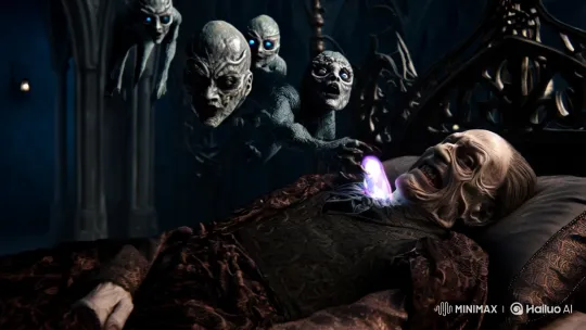 Demonic Spirits Extracting a Sorcerer's Tormented Soul – AI Generated Video | Hailuo AI