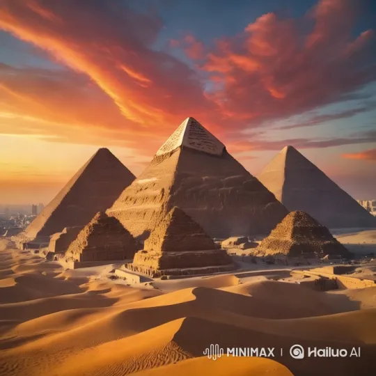 Aerial Panorama of Giza Pyramids at Sunset – AI Generated Video | Hailuo AI