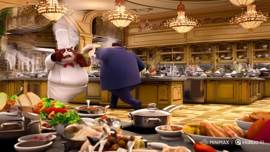 Anthropomorphic Chef Cat Battles Boss in Lavish Kitchen – AI Generated Video | Hailuo AI
