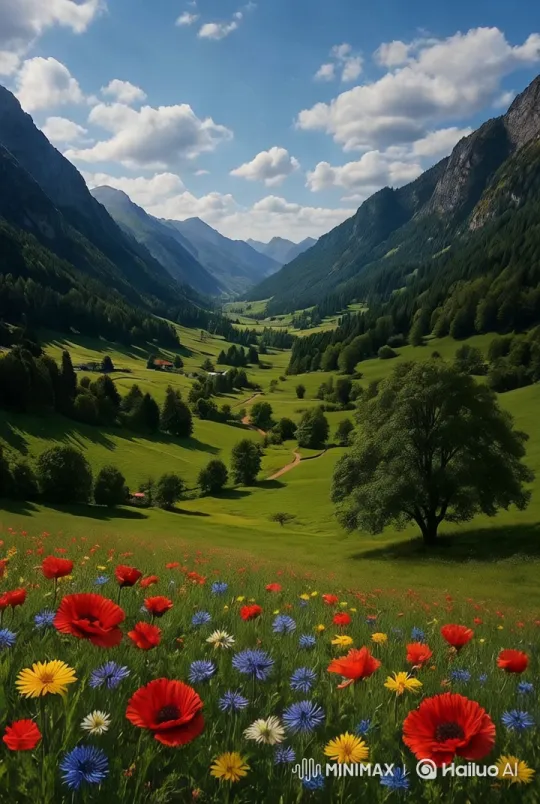 Valley of Flowers: A Majestic Landscape Aesthetic – AI Generated Video | Hailuo AI