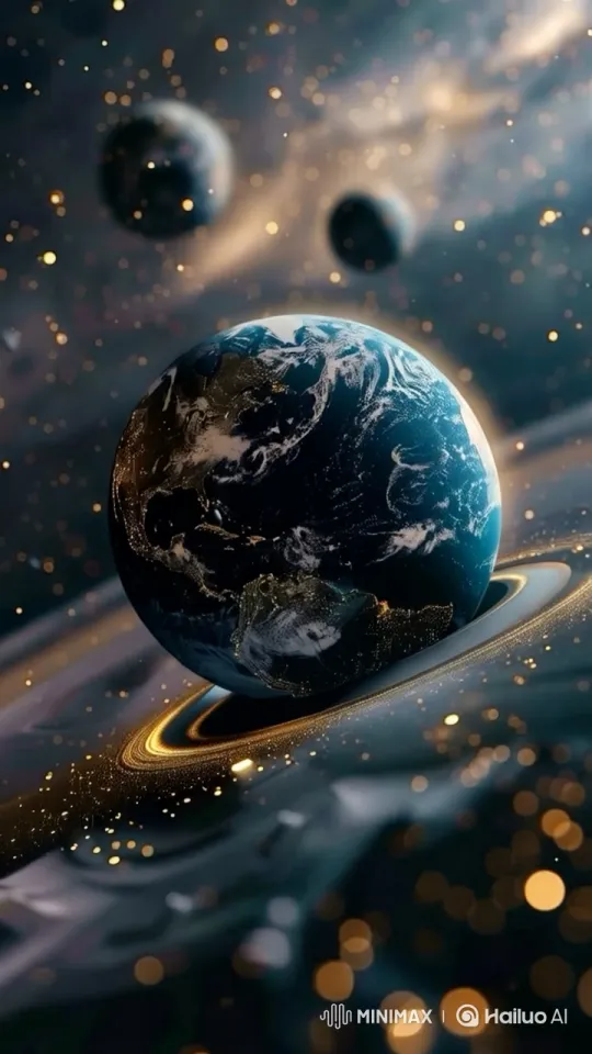 Cosmic Globe: City Lights Amidst Deep Space Nebulae – AI Generated Video | Hailuo AI