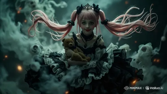 Gothic Lolita Girl with Spirits and Mysterious Aesthetic – AI Generated Video | Hailuo AI