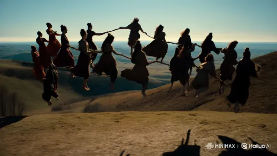 Dramatic Ascension: People Soar in Open Sky Over Rolling Hills – AI Generated Video | Hailuo AI