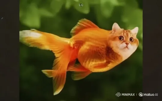 Surreal Cat-Goldfish Creature in Lush Underwater World – AI Generated Video | Hailuo AI