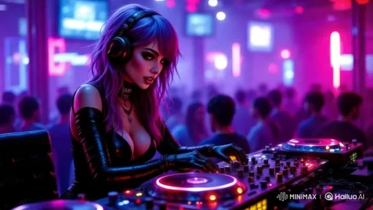 Vibrant Nightclub: Female DJ's Sensual Performance – AI Generated Video | Hailuo AI