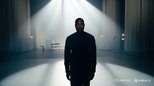 Kanye West in Dramatic Studio Scene – AI Generated Video | Hailuo AI