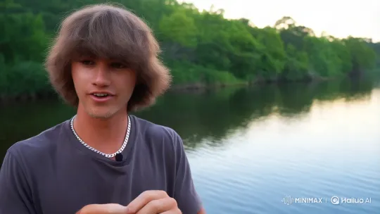 Young Angler Catches Large Fish at Dawn Lakeside – AI Generated Video | Hailuo AI
