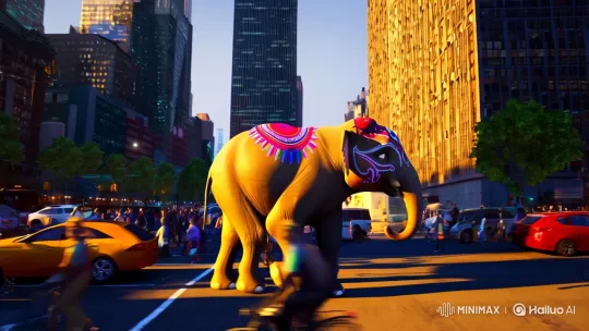 Tranquil Elephant Gracefully Navigates NYC Streets – AI Generated Video | Hailuo AI