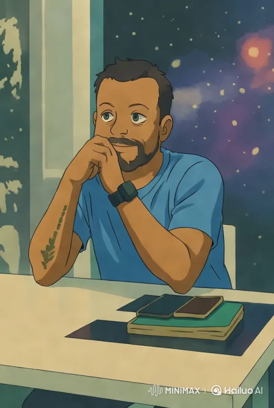 Man Contemplates as Stars Fill the Background – AI Generated Video | Hailuo AI