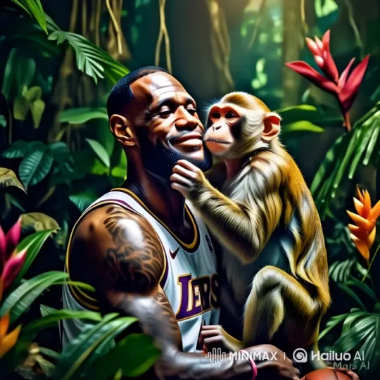 Man and Monkey Bond in Serene Jungle Setting – AI Generated Video | Hailuo AI