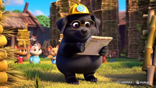 Charming Puppy Selects Bamboo in Rustic Market – AI Generated Video | Hailuo AI