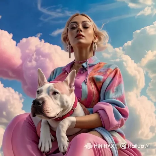 Woman and Dog Fly Through Dreamy Cloudscape – AI Generated Video | Hailuo AI