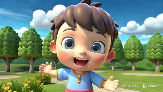 Joyful Child Embraces Nature in Lively Park – AI Generated Video | Hailuo AI