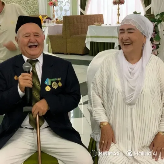 Elderly Couple Celebrates with Laughter and Elegant Decor – AI Generated Video | Hailuo AI
