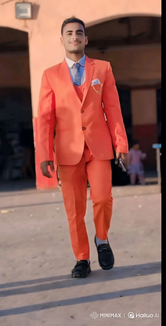 Vibrant Man in Golden Hour with Elegant Stride – AI Generated Video | Hailuo AI