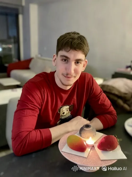 Cozy Evening: Young Man Welcomes Viewers at Home – AI Generated Video | Hailuo AI