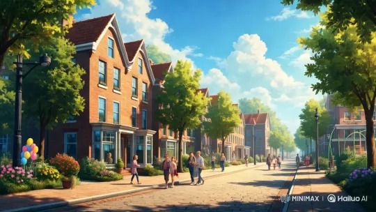 Vibrant Street Scene with Lively Pedestrians – AI Generated Video | Hailuo AI