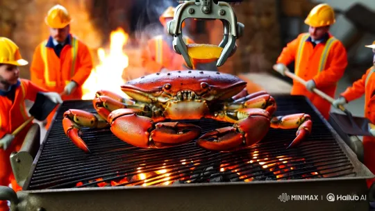 Miniature World: Majestic Crab Cooked with Precision – AI Generated Video | Hailuo AI