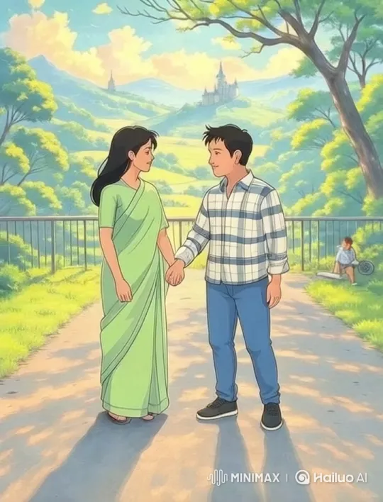 Loving Couple and Child Enjoy Peaceful Park Moment – AI Generated Video | Hailuo AI
