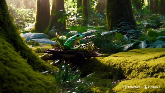 Frog's Enchanting Journey in a Lush Forest Setting – AI Generated Video | Hailuo AI