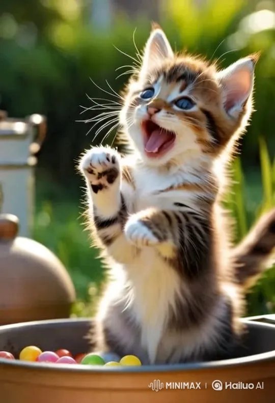 Adorable Kitten in Bowl with Balls - Animated Live2D Short – AI Generated Video | Hailuo AI