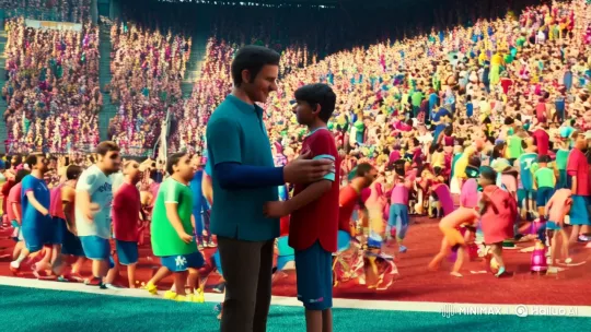 Father-Son Bond in Vibrant Stadium Setting – AI Generated Video | Hailuo AI