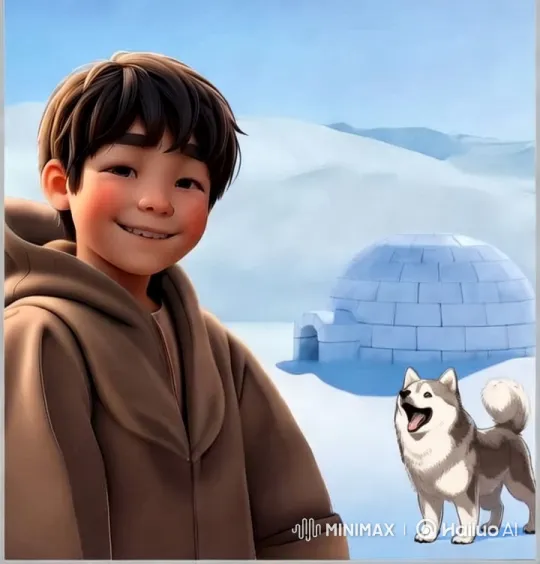 Boy and Husky Enjoy Winter Wonderland – AI Generated Video | Hailuo AI