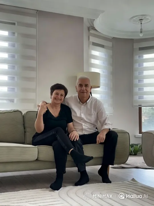 Affectionate Couple Embraces in Elegant Living Room – AI Generated Video | Hailuo AI