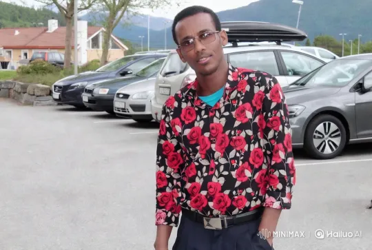 Man in Red Roses Shirt in Serene Parking Lot Setting – AI Generated Video | Hailuo AI