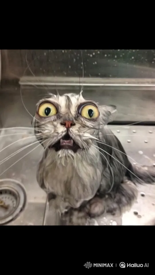 Stunned Cat Surprises Person with Toy Gun Dance – AI Generated Video | Hailuo AI