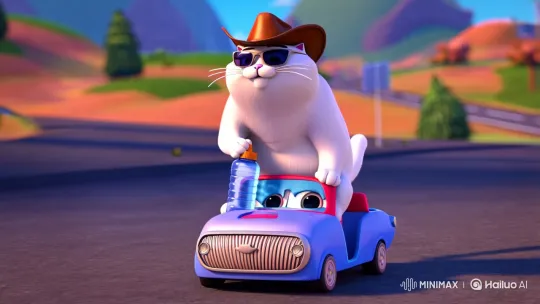 Whimsical Cat Patrols Realistic Animated Landscape – AI Generated Video | Hailuo AI