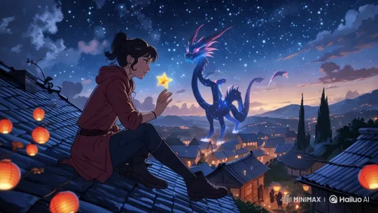Luna, Starlight Dragon, and the Enchanted Village – AI Generated Video | Hailuo AI