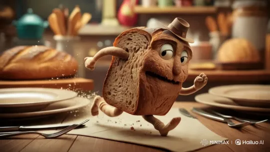 Whimsical Bread Escapes Cozy Kitchen Scene – AI Generated Video | Hailuo AI