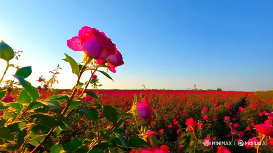 Vast Rose Fields of Isparta: A Scenic Journey – AI Generated Video | Hailuo AI