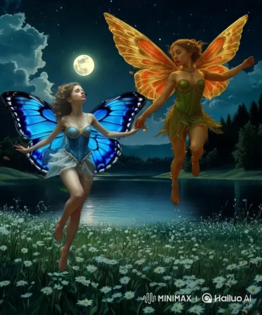Elves Dance Gracefully Above Moonlit Lake – AI Generated Video | Hailuo AI