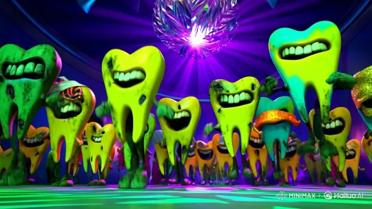 Rebellious Teeth Dance in Chaotic 3D Animated Short – AI Generated Video | Hailuo AI