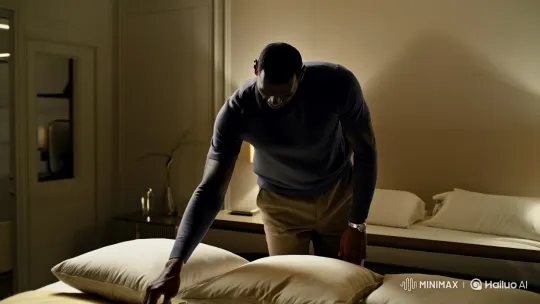 LeBron James Arranges Bed in Minimalist Bedroom – AI Generated Video | Hailuo AI