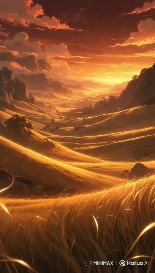Epic Valley Sunset: Animated Landscape with Dramatic Lighting – AI Generated Video | Hailuo AI