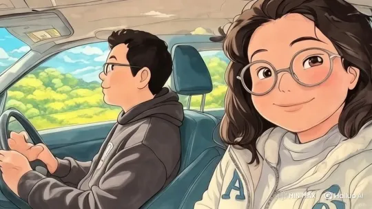 Animated Joyful Drive in Ghibli Style – AI Generated Video | Hailuo AI