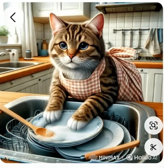 Cat in Apron Diligently Washes Dishes in Elegant Kitchen – AI Generated Video | Hailuo AI