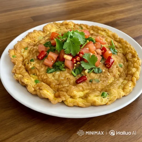 Aesthetic Display of a Garnished Omelet with Smoke – AI Generated Video | Hailuo AI